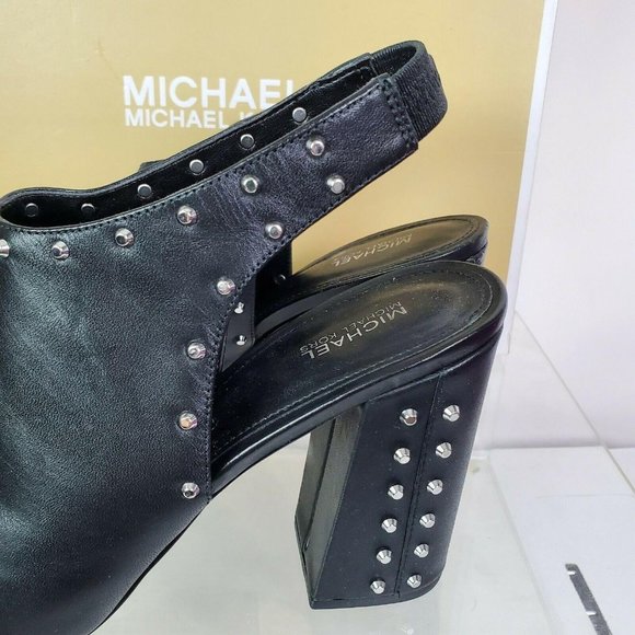 Michael Kors Womens Black Leather Astor Stud Heels - Picture 7 of 9